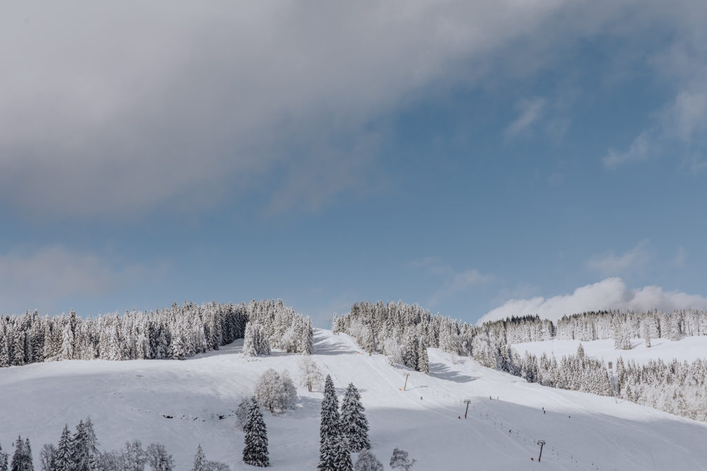 Skilift auf der Postalm im Winter, Salzburger Land