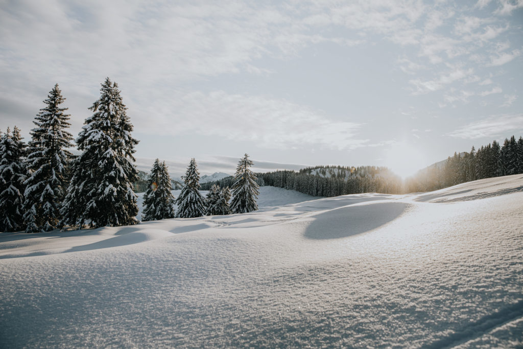 Sonnenuntergang, Winterlandschaft Postalm, Salzburger Land